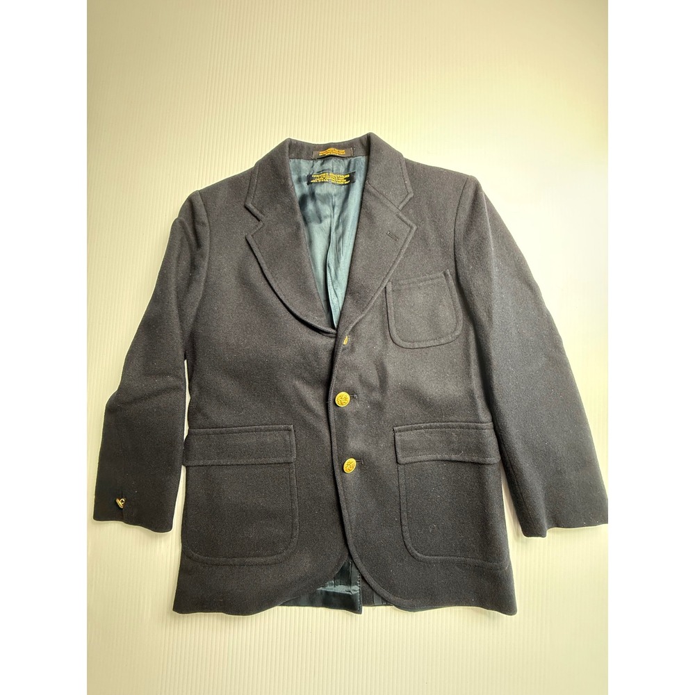 Brooks Brothers Boys Department Blazer Navy Wool Gold Buttons Made in USA